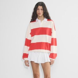 Aritzia LOMU POLO LONGSLEEVE CHERRY RED/ LIGHT BIRCH